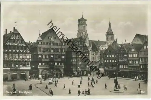 Stuttgart - Marktplatz - Foto-AK 30er Jahre - Verlag Handelshaus für Reise und Verkehr GmbH Stuttgart Hauptbahnhof