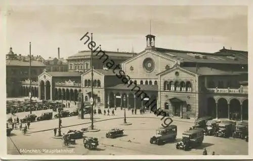 München - Hauptbahnhof - Foto-AK - Verlag Hermann Tabak München gel. 1933