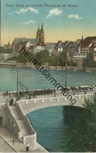 Basel - Mittlere Rheinbrücke - Stiege - Verlag Phot. Franco-Suisse Berne gel. 1910