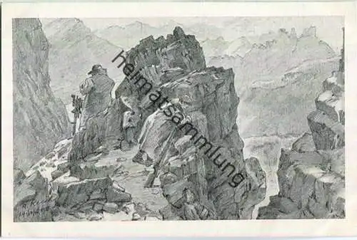 Dolomitenwacht - Feldwache auf P. d. B. - signiert A. Reich 1915