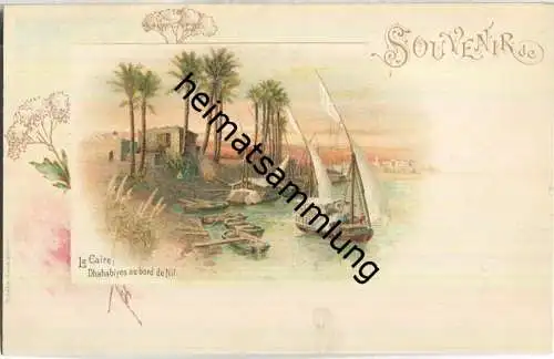 Le Caire - Dhahabiyes au bord du Nil - Verlag W. Hagelberger Berlin ca. 1895