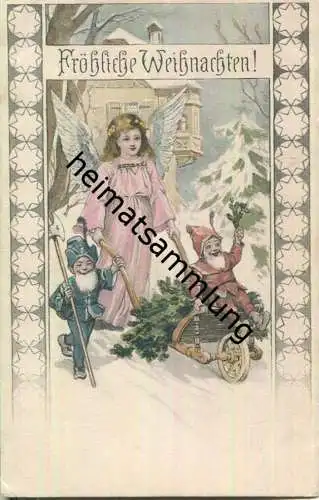 Fröhliche Weihnachten - Engel - Wichtel - Verlag Theo Stroefer Serie 357 Nr. 5 ca. 1900