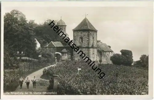 Die Kropsburg bei St. Martin - Foto-AK - Verlag Emil Hartmann Mannheim