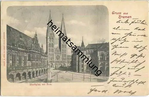 Bremen - Marktplatz mit Dom - Verlag Louis Koch Bremen
