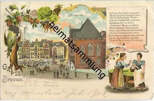 Bremen - Marktplatz - Lithographie