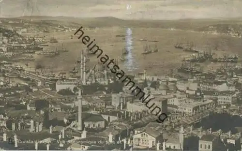 Constantinople - Vue panoramique du pont et du Bosphore - Foto-AK - Mondlicht coloriert