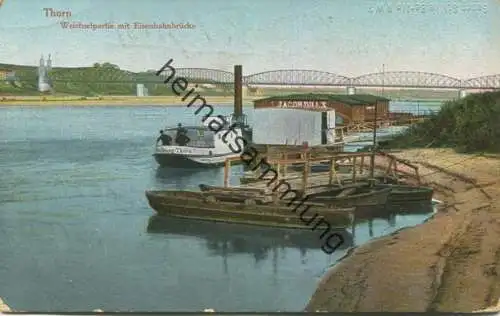 Thorn - Weichselpartie mit Eisenbahnbrücke - Verlag Georg Stilke Berlin - gel. 1916