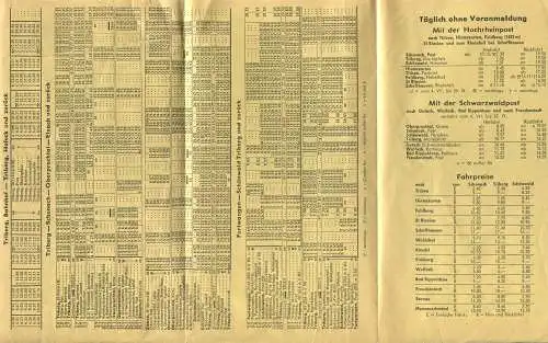 Deutschland - Omnibusfahrten mit der Deutschen Bundespost ab Triberg Schonach Schönwald Oberprechtal - Fahrplan 1965