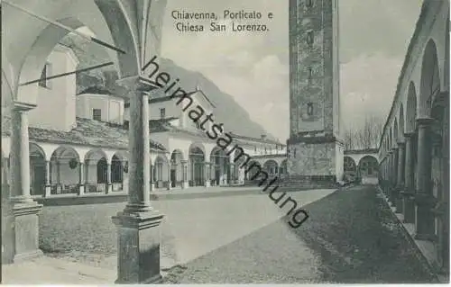 Chiavenna - Porticato e Chiesa San Lorenzo - Ediz. Engadin Press Co. Samaden