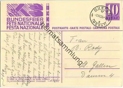 Bundesfeier-Postkarte 1935 - 10 Cts - O. Landolt Vorbereitung der Augustfeier