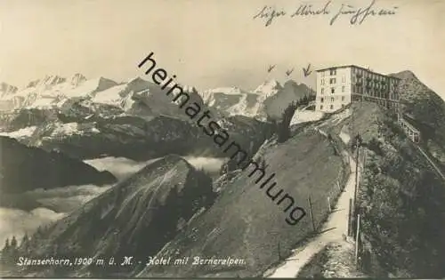 Stanserhorn - Hotel mit Berneralpen - Foto-AK - Verlag E. Goetz Luzern