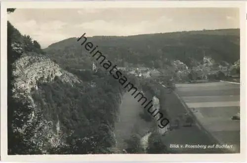 Blick vom Rosenberg auf Buchfart - Foto-Ansichtskarte - Verlag A. Spieler Weimar 30er Jahre