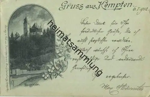 Kempten - Burghalde - signiert E F (Eugen Felle) - Verlag Tobias Dannheimer Kempten gel. 1902