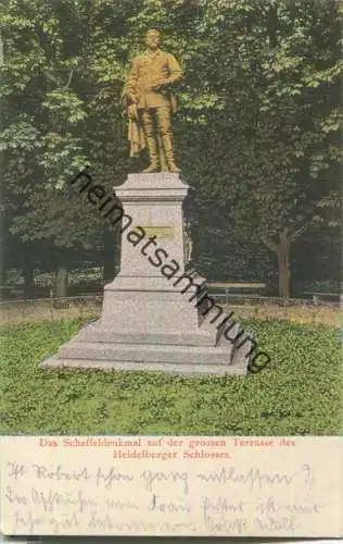 Das Scheffeldenkmal auf der grossen Terrasse des Heidelberger Schlosses - Verlag Edm. von König Heidelberg 1905