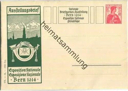 Ausstellungsbrief - Nationale Briefmarkenausstellung Bern 1914 - Helvetia-Brustbild 10 Cts. rot