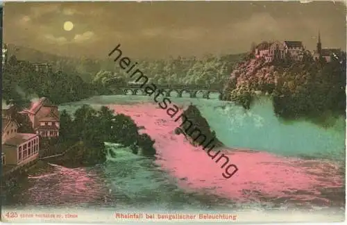 Rheinfall bei bengalischer Beleuchtung - Edition Photoglob Zürich