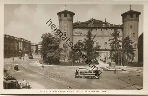 Torino - Piazza Castello - Palazzzo Madama - Strassenbahn - Foto-AK - vera Fotografia