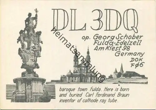 QSL - Funkkarte - DL3DQ - 36043 Fulda-Edelzell - ca. 1960