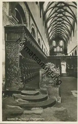 Maulbronn - Kloster - Chorgestühl - Orgel - Foto-AK - Bahnpost gel. 1934