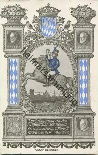 Bayern - Einführung der neuen Briefmarken 1. August 1916 - Oskar Beringer - Verlag P. M.  F. J. H. M.
