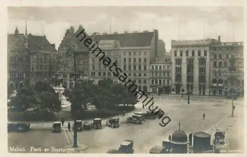 Malmö - Parti av Stortorget - Foto-AK 30er Jahre