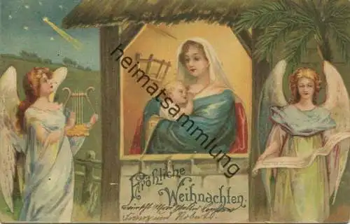 Fröhliche Weihnachten - Engel - Maria mit Kind gel. 1905