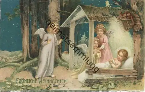 Fröhliche Weihnachten - Engel - Krippe