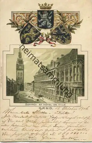 Gand - Beffroi et Hotel de Ville - Edition Albert Sugg Gand - gel. 1906