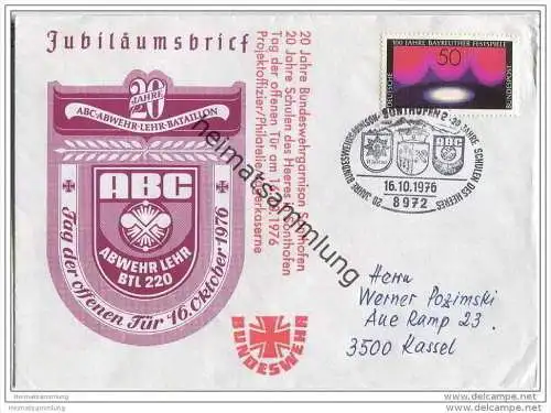 Brief Bundeswehr Garnison Sonthofen - ABC-Abwehr-Lehr-Bataillon - 16. Oktober 1976