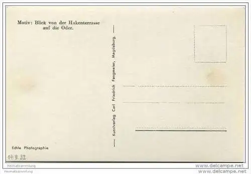 Stettin - Blick von der Hakenterrasse auf die Oder - Foto-AK 30er Jahre