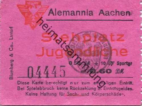 Aachen - Alemannia Aachen - Eintrittskarte