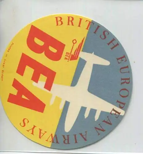 BEA British European Airways - Koffer-Aufkleber