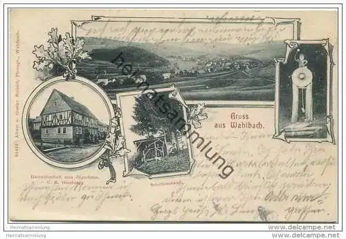 Gruss aus Wahlbach - Burbach - Panorama - Gastwirtschaft zum Jägerhaus Bes. C. R. Ginsberg - Scheibenstand