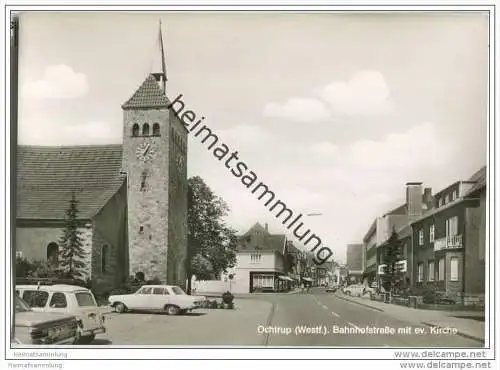 Ochtrup - Bahnhofstrasse - ev. Kirche - Foto-AK