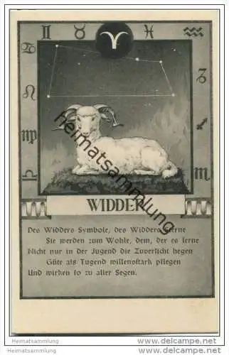 Widder 21.03. bis 20.04. - Sternbildkarte - Horoskop - Rückseite Beschreibung der Eigenschaften