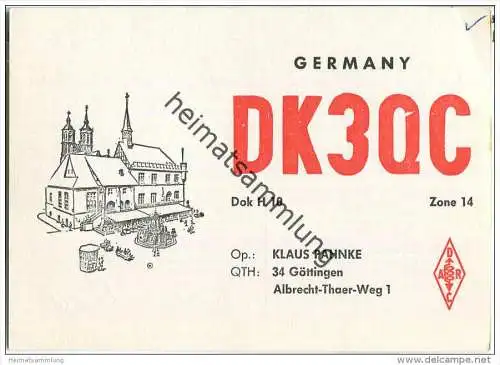 QSL - QTH - Funkkarte - DK3QC - Göttingen - 1969