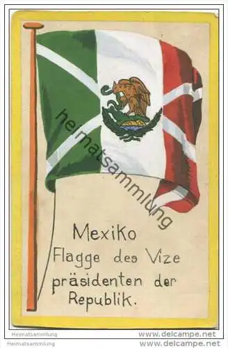 Mexiko - Flagge des Vizepräsidenten der Republik - keine Ansichtskarte Grösse ca. 14 X 9 cm etwa 1920 handgemalt