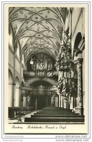 Bamberg - Michelskirche - Kanzel und Orgel - Foto-AK