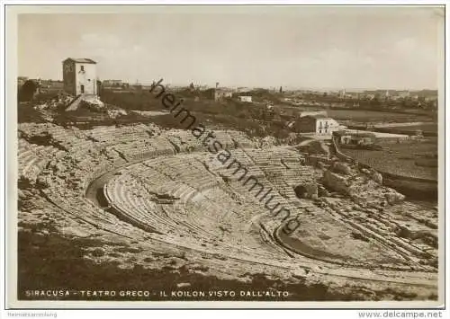 Siracusa - Teatro Greco - il Koilon visto dall ' alto - Foto-AK Grossformat 30er Jahre - Vera fotografia