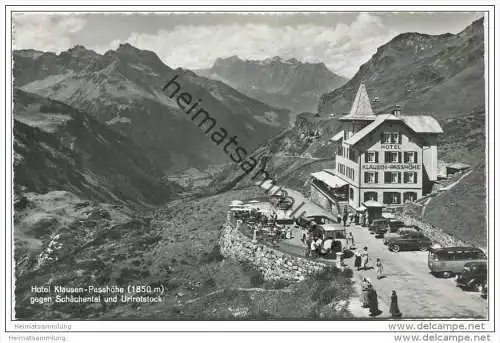 Hotel Klausen-Passhöhe gegen Schächental und Urirotstock - Foto-AK