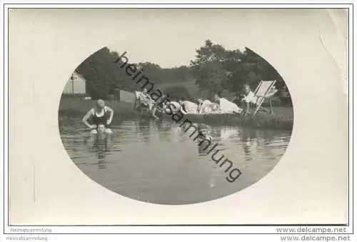 Badende - Foto-AK - Gebrauchsspuren