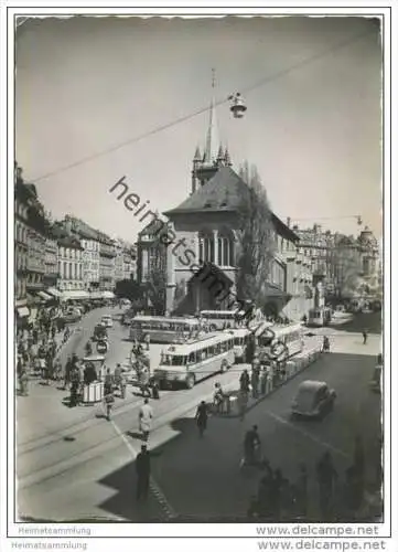 Lausanne - Place et Eglise St. Francois - O-Bus - Foto-AK Grossformat