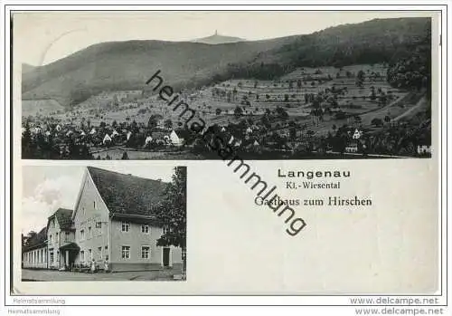 Schopfheim - Langenau - Gasthaus zum Hirschen Besitzer Fritz Arzet - Posthilfsstellenstempel