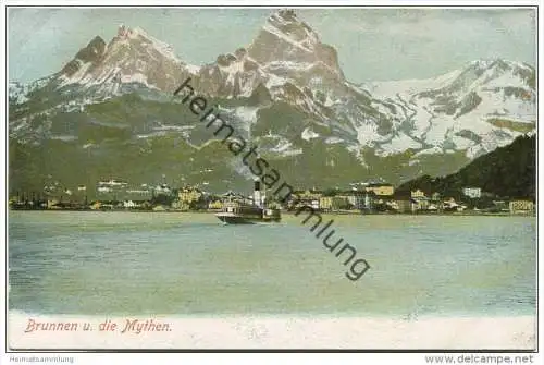 Brunnen und die Mythen ca. 1920 - Verlag Gebr. Wehrli Kilchberg Zürich