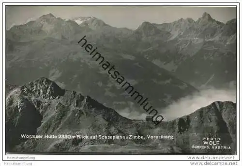 Wormser Hütte mit Blick auf Scesaplana &amp; Zimba - Foto-AK