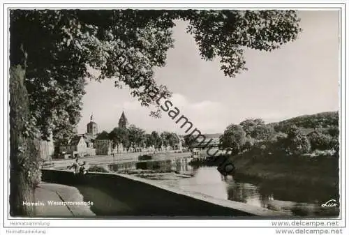 Hameln - Weserpromenade - Foto-AK 1959