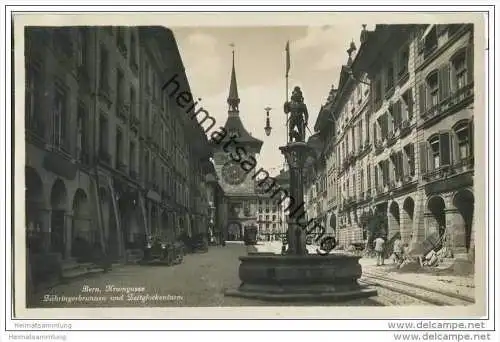 Bern - Kramgasse - Zähringerbrunnen - Auto - Foto-AK 20er Jahre