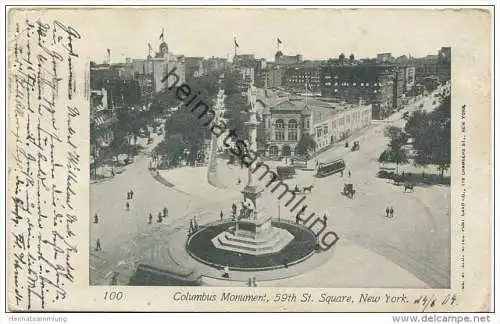 New York - Columbus Monument - 59th St. Square gel. 1904