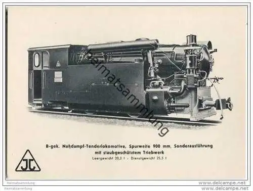 Arnold Jung Lokomotivfabrik Jungental - B-gek. Nassdampf-Tenderlokomotive - Sonderausführung