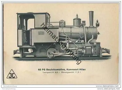 Arnold Jung Lokomotivfabrik Jungental - 65 PS Baulokomotive Kennwort Hilax